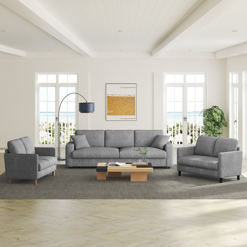 Small 2 seat 48" corduroy sofa, Comfy Sofa Couch with Spring Cushion, Gray