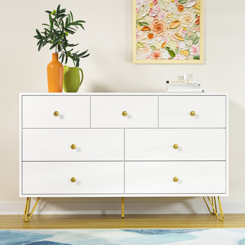 Wajid 47.24'' W 7 - Drawer Dresser, White