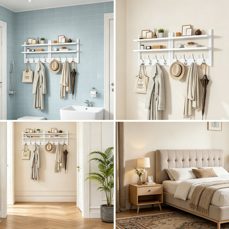 Solid Wood 8 - Hook Coat Rack