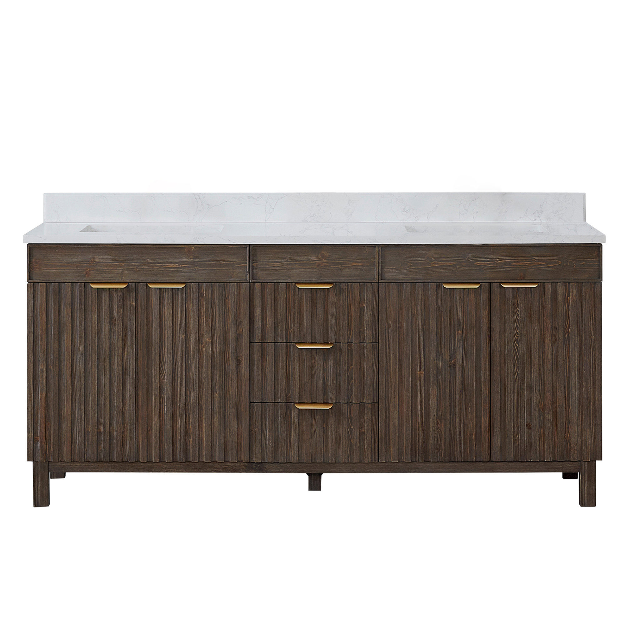 Joss & Main Anara 72" Double Bath Vanity in Fir Wood Brown with White