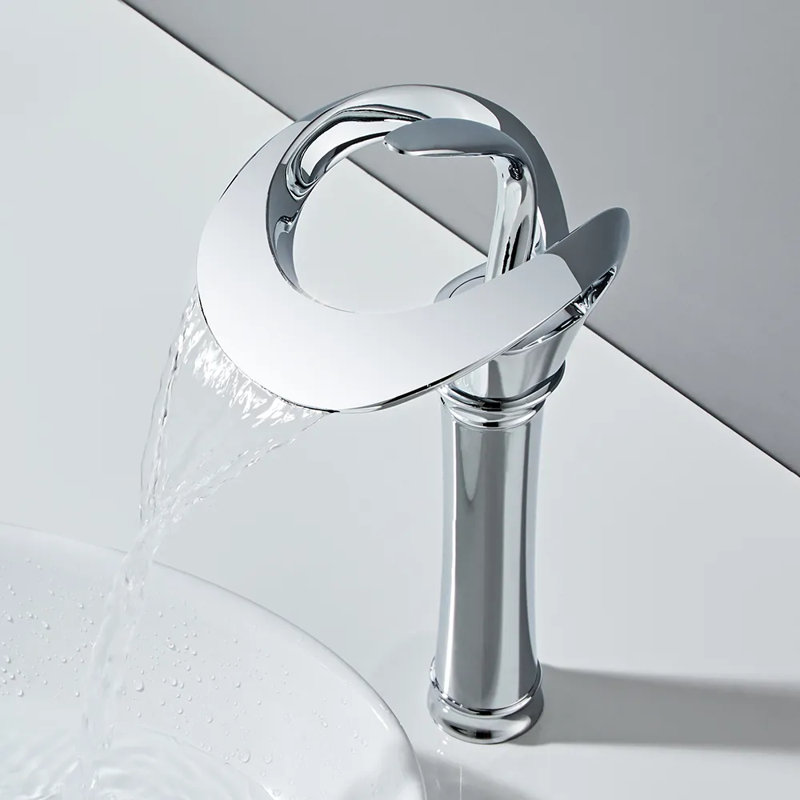 Chrome Tall Waterfall Single Handle Bathroom Faucet