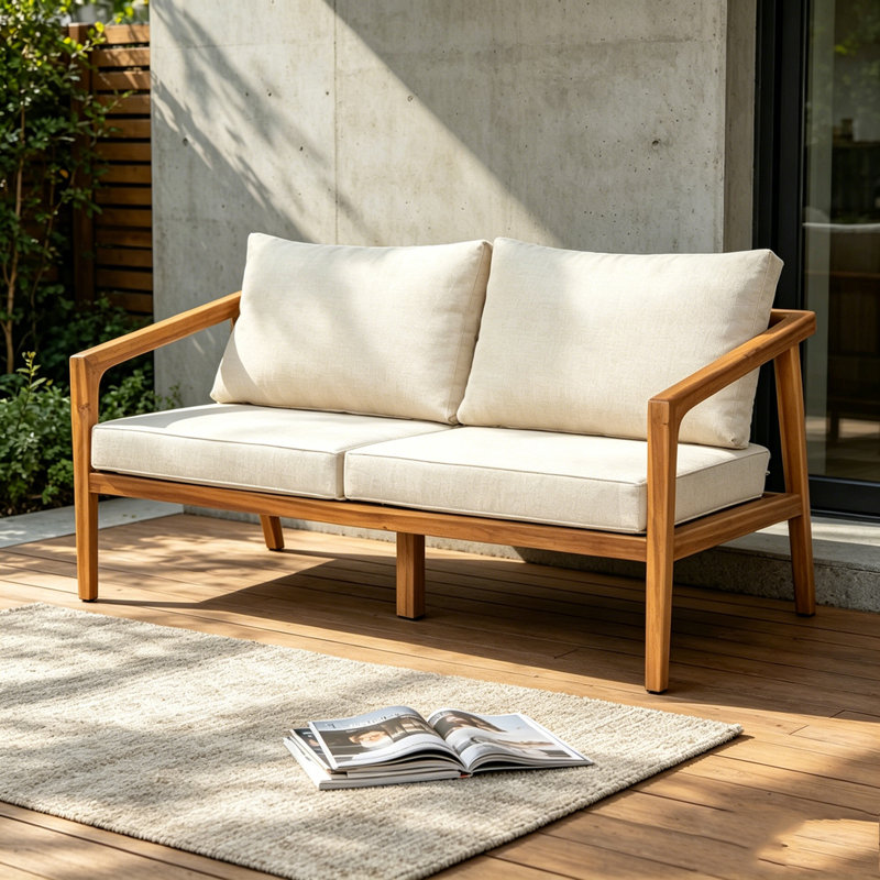 Canapé d'extérieur en bois pour causeuse