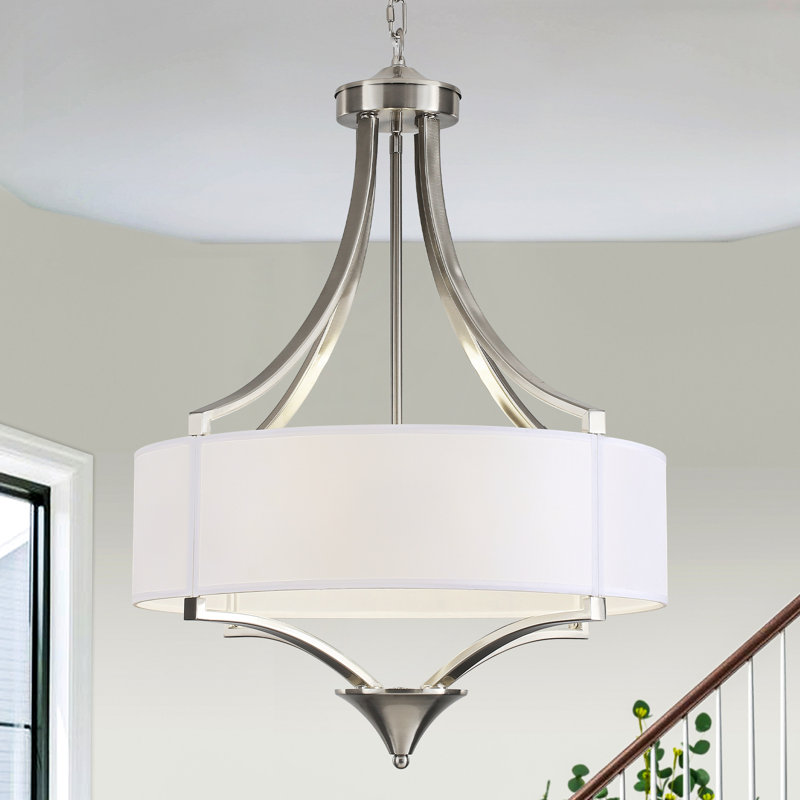 Lustre tambour 6 lumières à intensité variable, Nickel