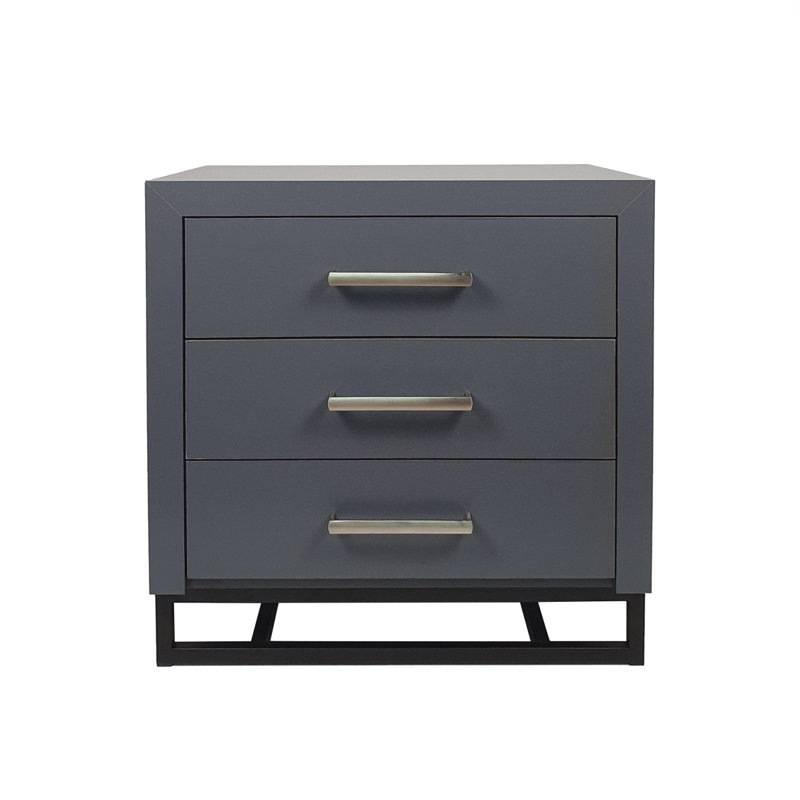 Commode 3 tiroirs, Gris anthracite