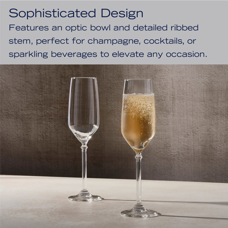 Mikasa Eloise Champagne Flute Glass Set of 2, 7.5 Ounce