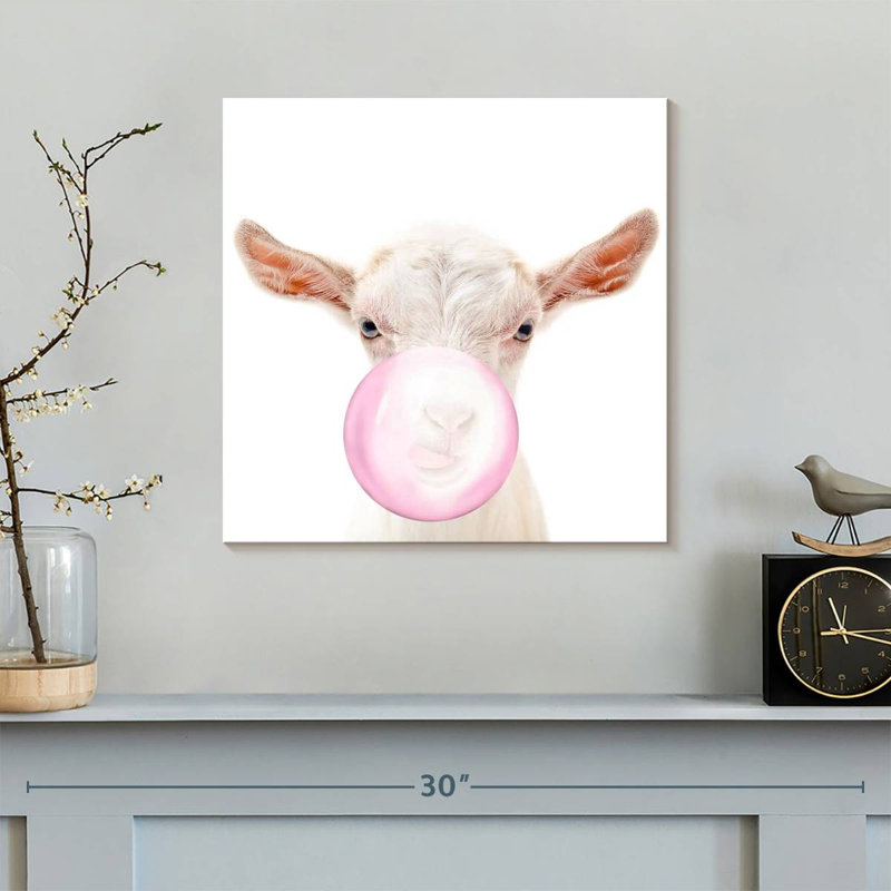 " Bubble Gum Goat ", 16" H x 16" W x 1.25" D