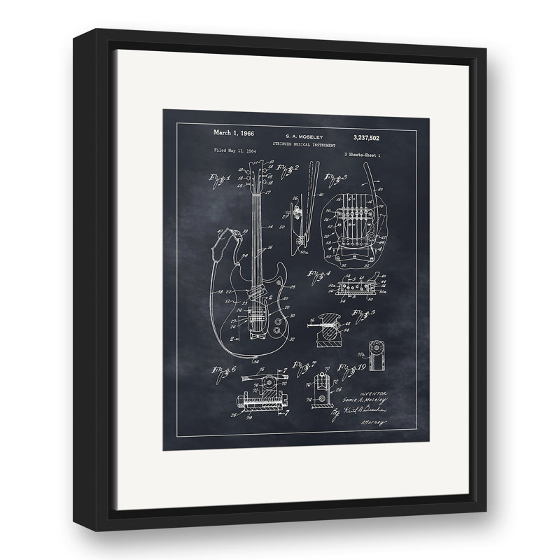 " Guitar Patent ", 21.75" H x 17.75" W x 1.75" D, Black Floater Frame