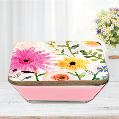  Bougie florale de cire de soja 20 oz 3-en-1 Floral Pop I avec couvercle décoratif