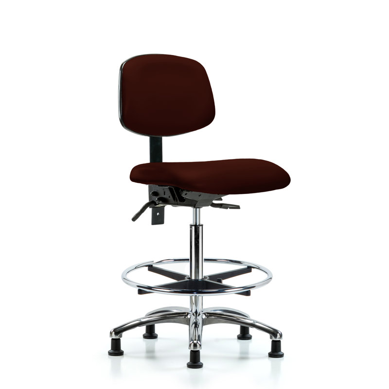 Vivienne Vinyl Drafting Chair, Burgundy, Glides, Included