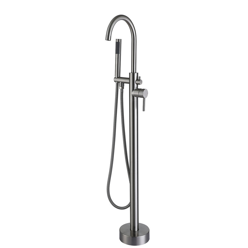 Robinet de baignoire en nickel brossé avec douche à main - Améliore l'esthétique de la salle de bain
