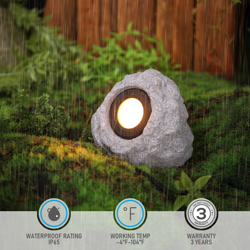 5CCT LED Triangular Stone Lights, 5W Low Voltage Outdoor Landscape Spotlights, Light Gray