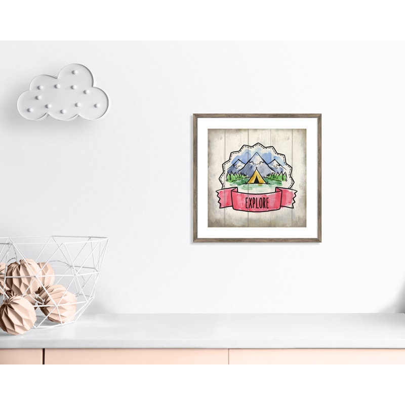 «Adventure is out There 2», art encadré, 22.5" H x 22.5" W x 1.18" D, Encadré plat de bois de grange gris