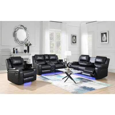 Upholstered Home Theater Seating with Cup Holder
