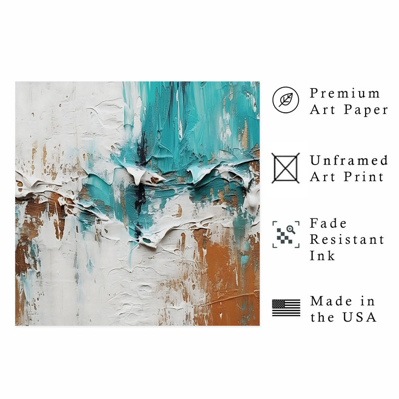 Abstract Teal Symphony Transitional Unframed Art Print, 14" H x 14" W
