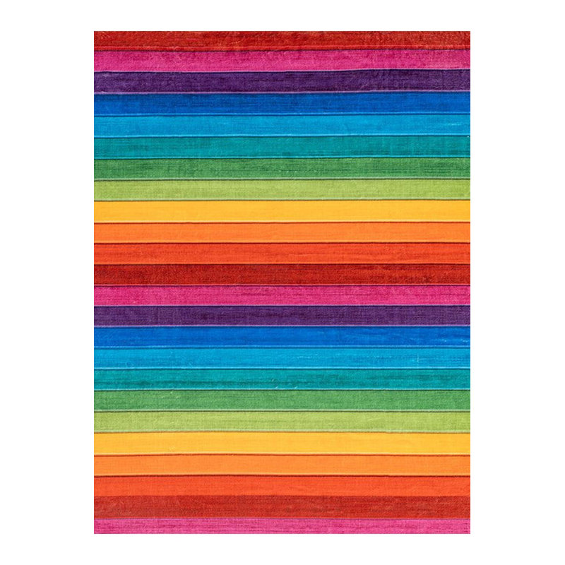Tapis décoratif moderne à rayures multicolores lavable à la machine, Sous-tapis rectangulaire de 3 pi 3 po x 4 pi 11 po