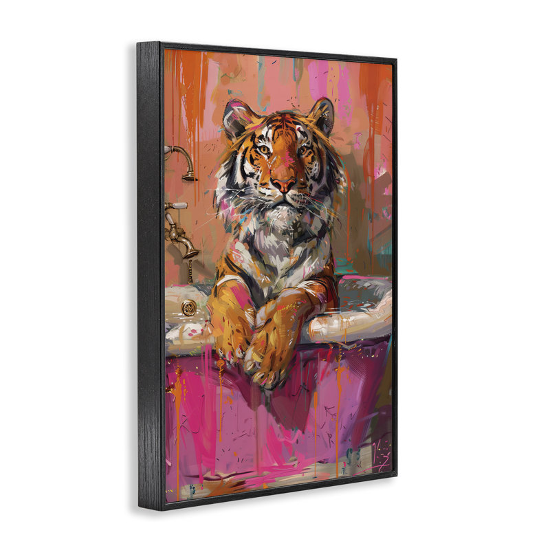 «Fresh Abstraction Tiger» dans une baignoire, estampe numérique, design par LSR Design Studio, H 18 po x l 12 po