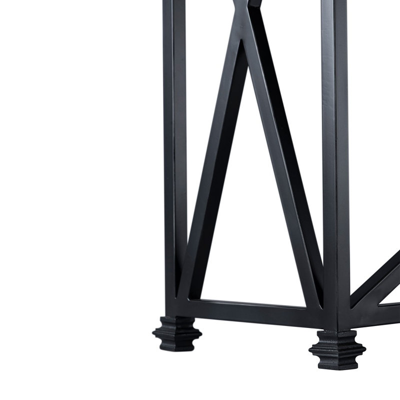 Medallion 60'' Console Table, Flat Black, Carrera Marble, 34"H x 45"W x 15"D