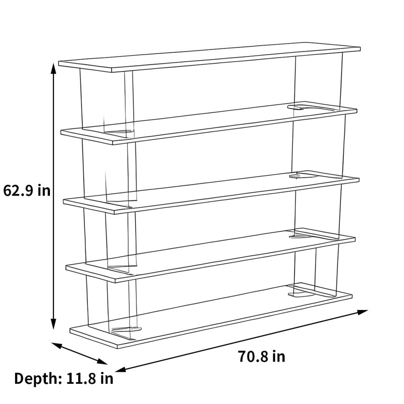 Une belle et grande bibliothèque, (5 Shelves) 62.90"H x 70.80"W x 11.80"D