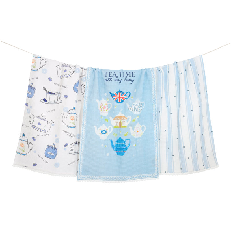 English Tea Time Cottage Kitchen Towel Set