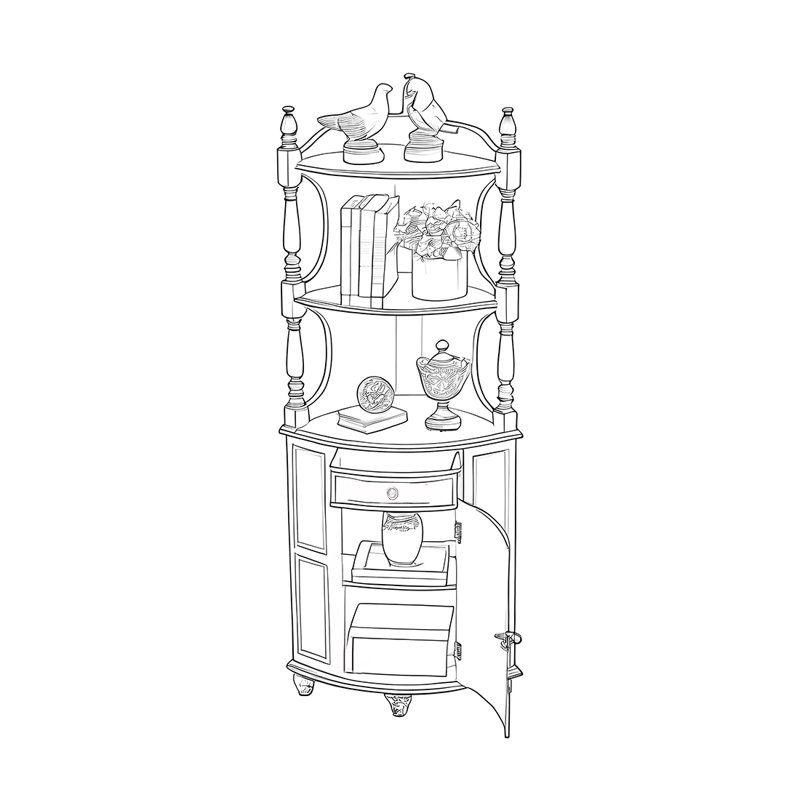 Bibliothèque de coin avec rangement élégant, Bleu, (5 tablettes) H 72,83 po x l 19,69 po x P 19,69 po
