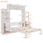 Lit escamotable double pleine grandeur avec tablettes, tiroirs et lumières DEL, blanc-873098465