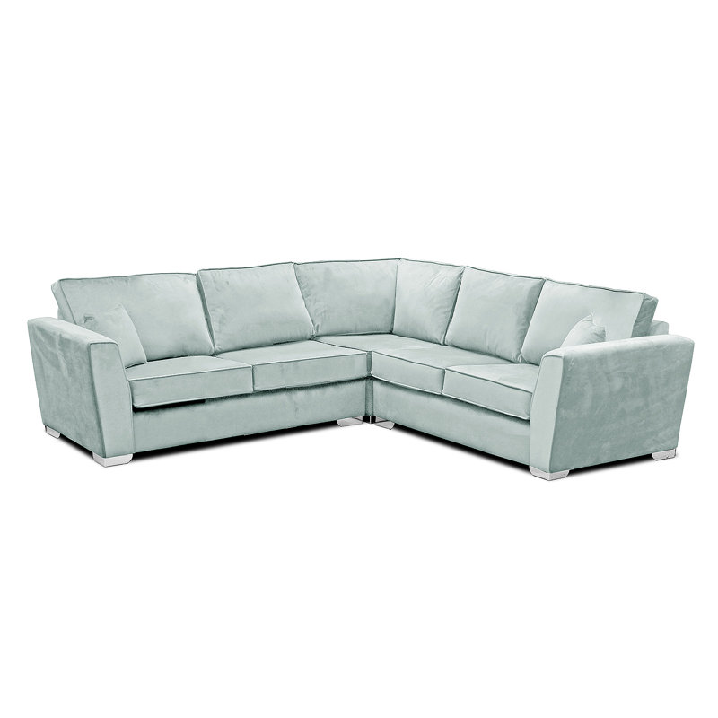 Quade 5 Seater Velvet Corner Sofa , Light Blue