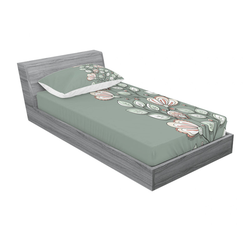 Microfiber Floral Sheet Set, Twin XL Sheet Set with Fitted Sheet