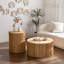 Table basse cylindrique de style rétro avec motif à relief vertical, ensemble de 2
