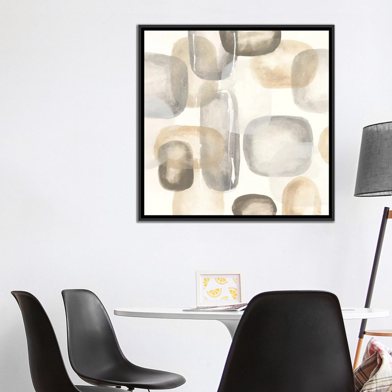 Ii, impression sur toile tendue Neutral Stones, H 18 po x l 18 po x P 1,5 po, Toile encadrée noire, Pas de tapis