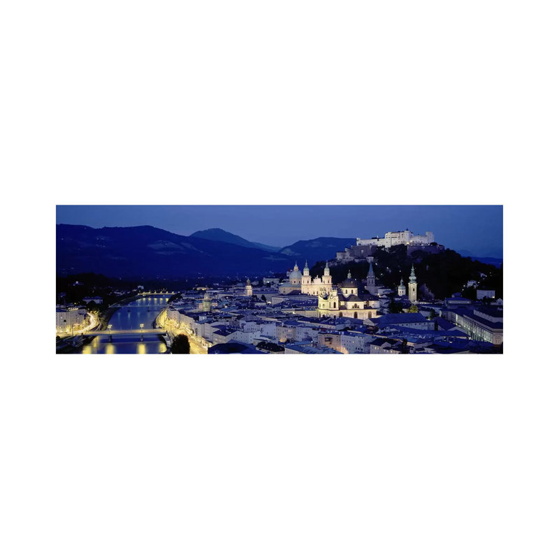 High Angle View Of Buildings In A City, Salzburg, Austria - Wrapped Canvas Panoramic Print, 182.88 cm H x 60.96 cm W