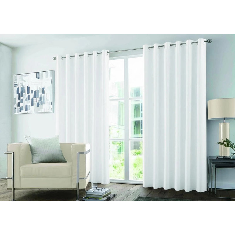 PANACHE MICROFIBRE PLAIN CURTAINS - BLACKOUT , White, 228 cm W x 228 cm H