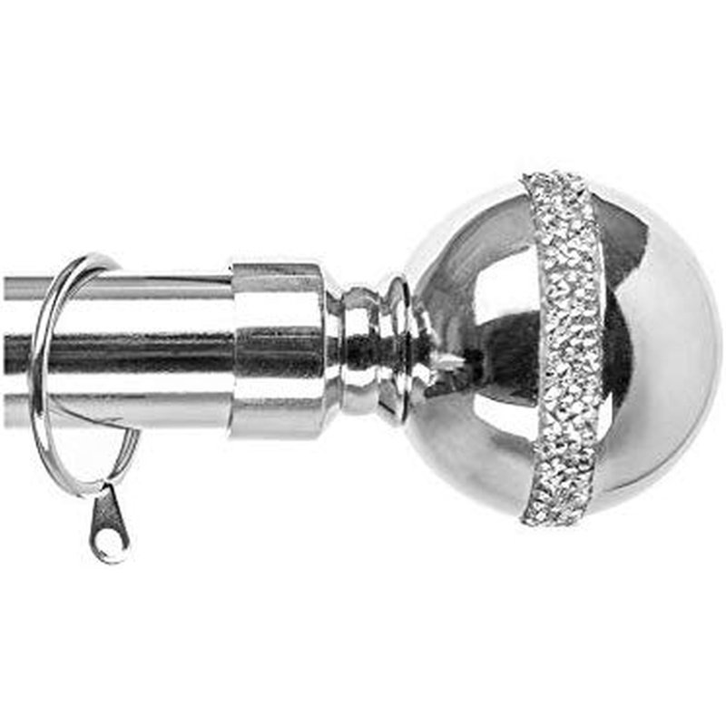 Genevieve Adjustable Curtain Pole Set, Chrome, 6cm H x 210cm W x 6cm