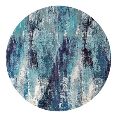 Tapis bleu à motif abstrait Rizer