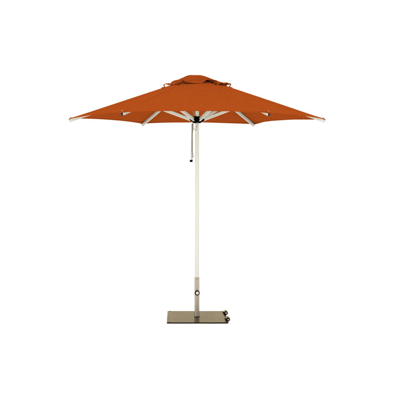 Mistral Round Market Umbrella, Square Metal with wheels+2" Stainless Steel Tube, 8'10", Tuscany