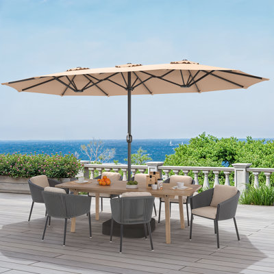 Belmira 15FT Rectangular Patio Market Umbrella with Stand Base