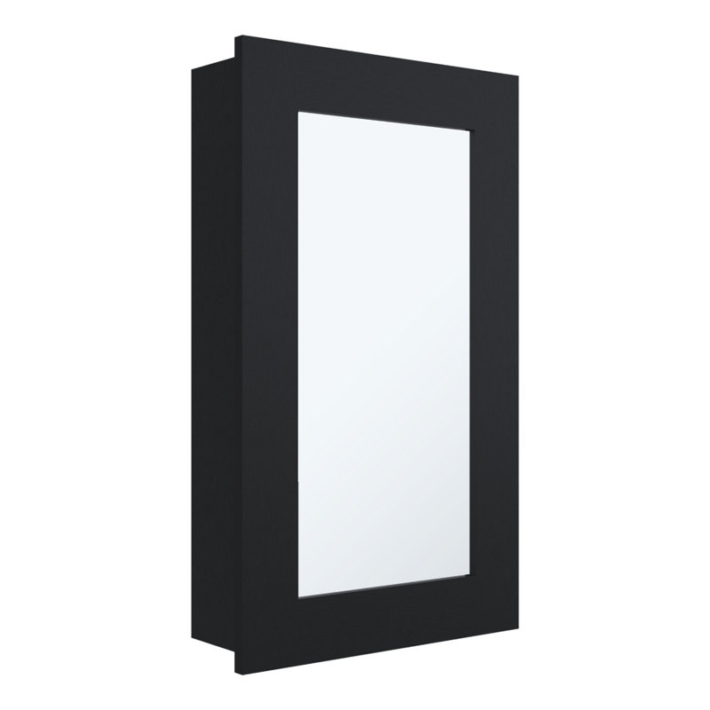 Armoire à miroir étroite noire pour salle de bain et cuisine - H 25,7 po x l 15,7 po avec trois tablettes pour optimiser l'espace