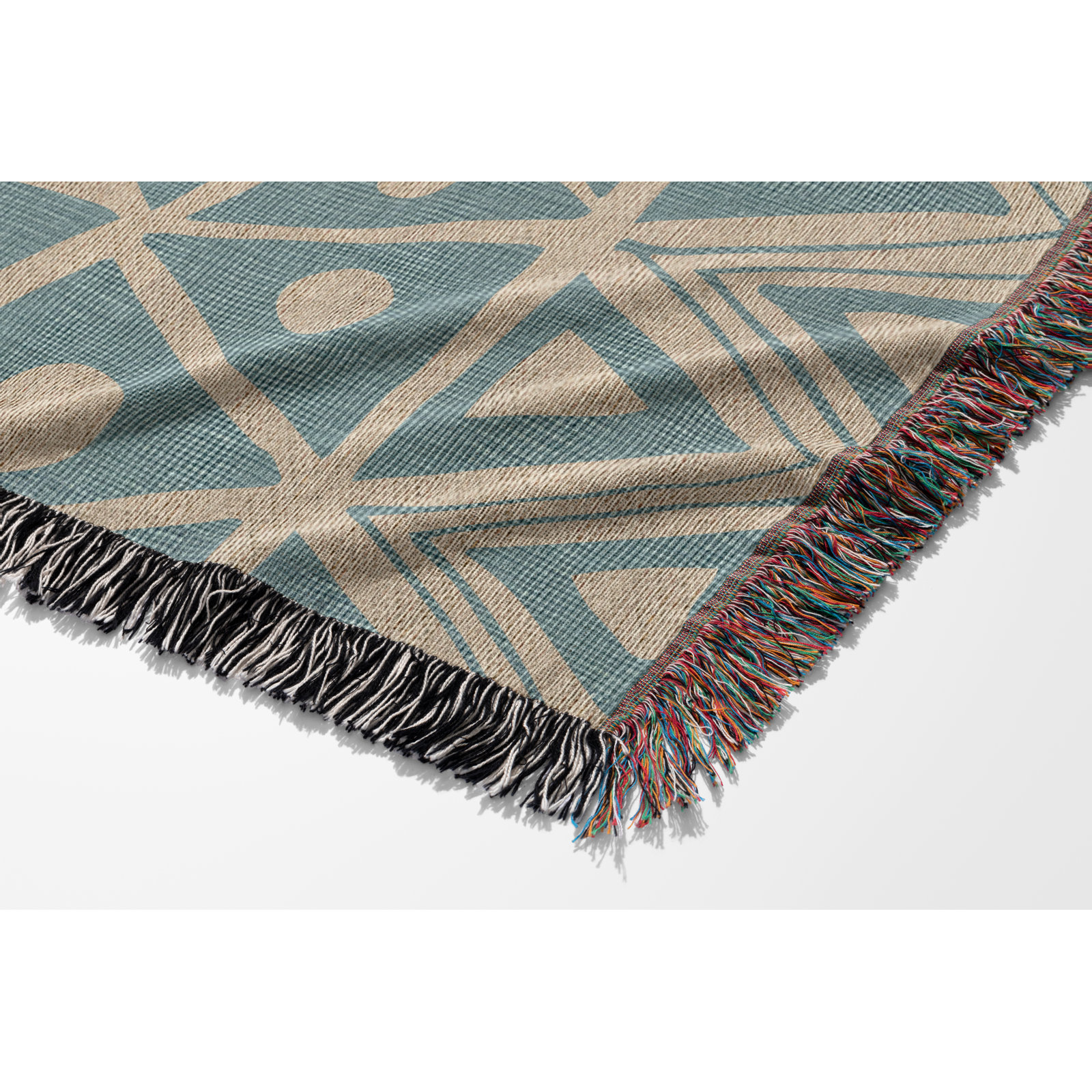 Cocodili Cotton Hand Woven Throw Blanket, 50" x 60" – Throw, Blue/Beige