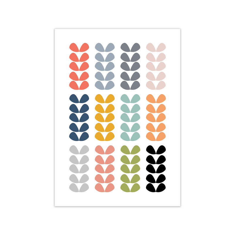 Scandinavian Folk Rainbow Leaves Original - Print, No Frame, 84cm H x 59cm W x 1cm D