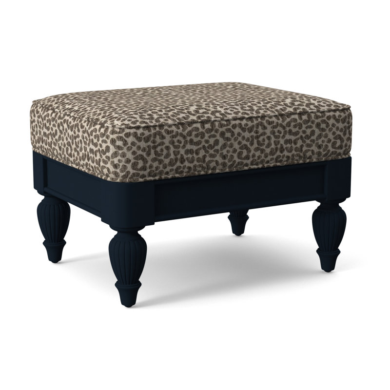 Grand View Ottoman, Navy Finish, White Textured Performance; 0865-91