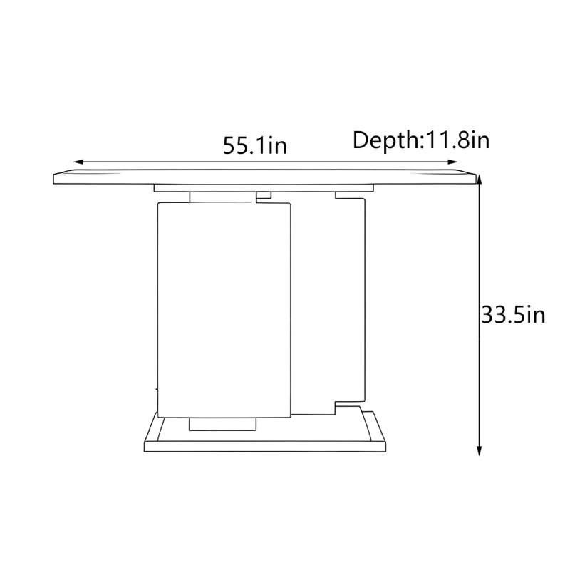 New Chinese Style Solid Wood Console Table, 33.5" H x 55.1" W x 11.8" D