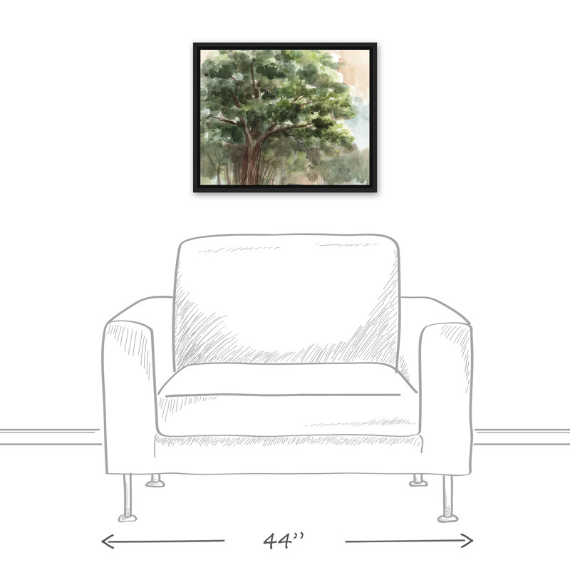 Arbre pastoral sur toile, H 17,75 po x l 21,75 po x P 1,75 po, Cadre flottant noir