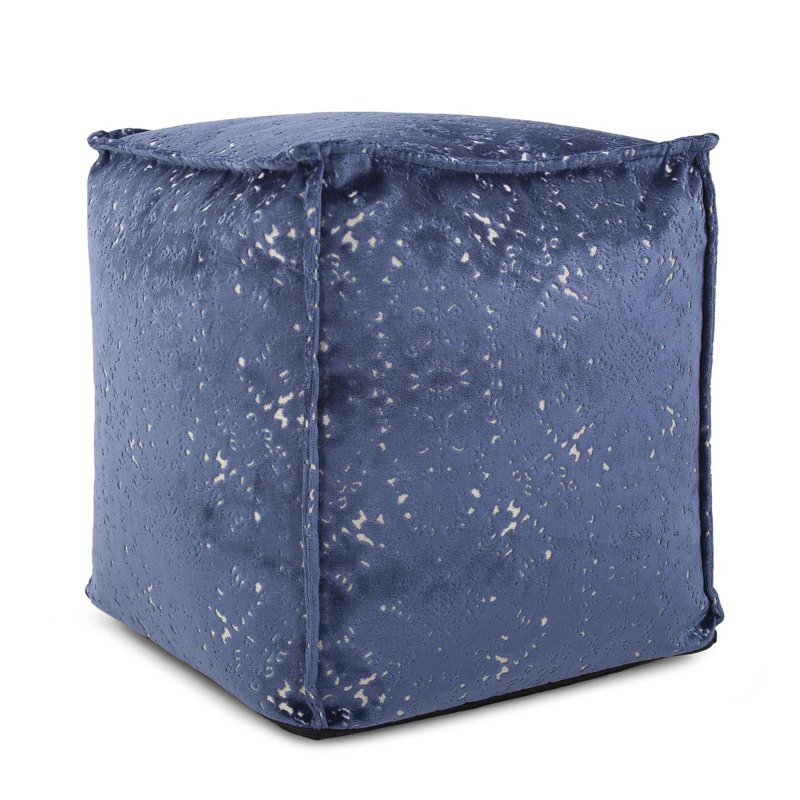 Pouf carré de 20 po de largeur, Bleu