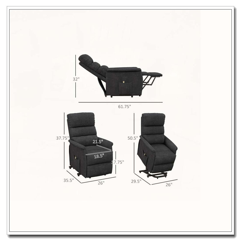 Fauteuil inclinable électrique avec télécommande, Noir