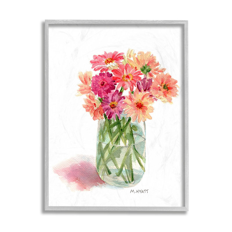Bouquet d'aquarelles roses en pot en conserve, Estampe numérique Farmhouse, H 20 po x l 16 po