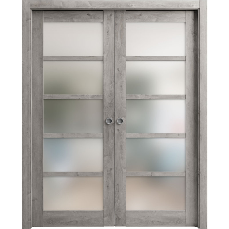 Portes à panneaux coulissantes à panneaux Quadro, 56 po x 96 po, Gris Nebraska
