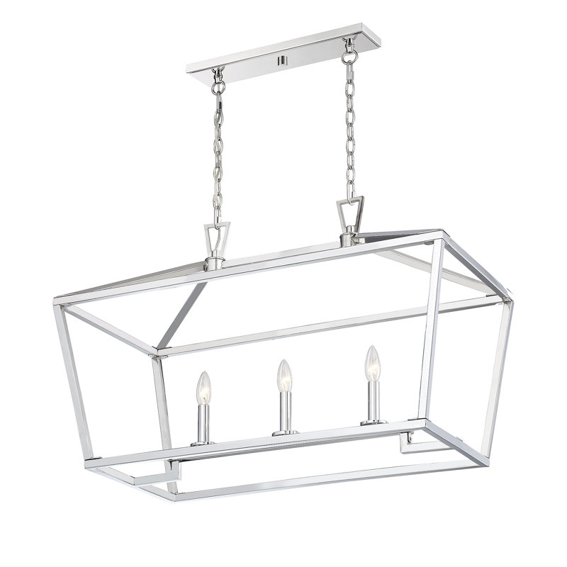 Luminaire suspendu linéaire à 3 lumières pour îlot de cuisine Hastings, Nickel poli