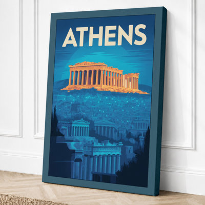 Postcard from Athens Retro 1 Piece Wrapped Canvas Wall Art