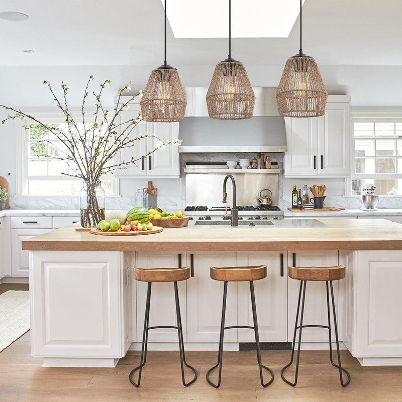 Tello 3 - Light Kitchen Island Pendant, Natural, Oil Rubbed Bronze