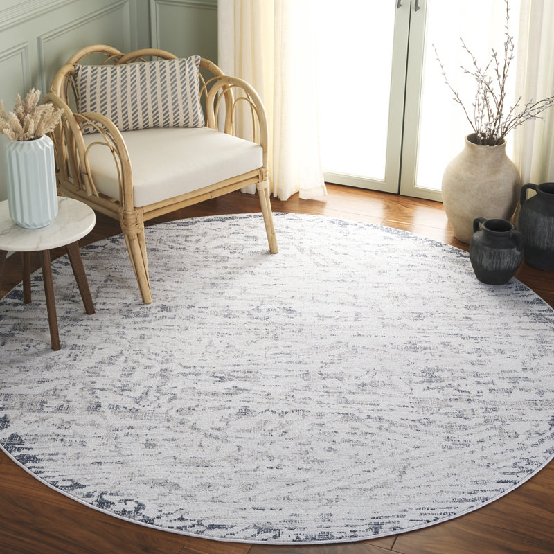 Mehrdad 100 Performance Abstract Rug, Round 6'7"