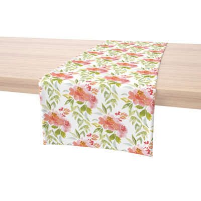 Rectangular Floral Cotton Twill Table Runner